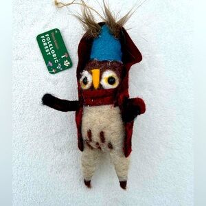 Christmas Ornament NWT Wool Owl World Market Coat Folkloric Forest